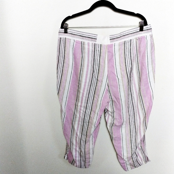 Unbranded Pastel Pink Gray and White Striped Linen Blend Pants Size XL - Picture 2 of 7